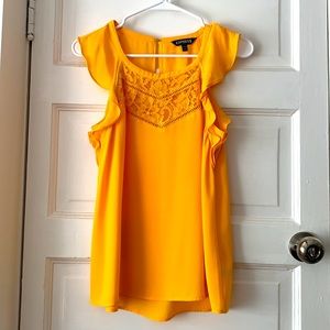 Sunshine Yellow Sleeveless Ruffle Lace Blouse